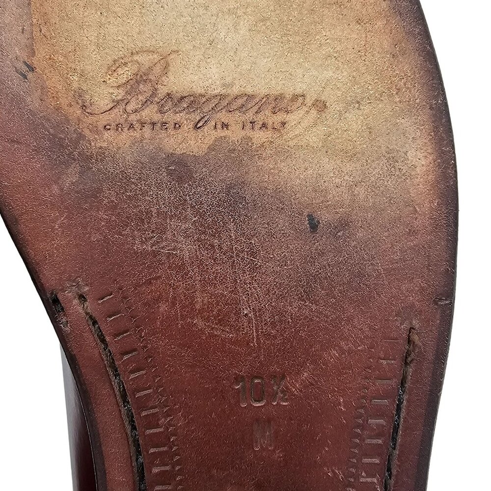 Vintage Bragano Cole Haan Italy 10.5 Burgundy Leather Dress Shoes Tassel Loafers - Picture 9 of 14